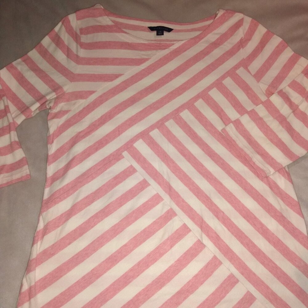 Pink and White Striped Shirt - L